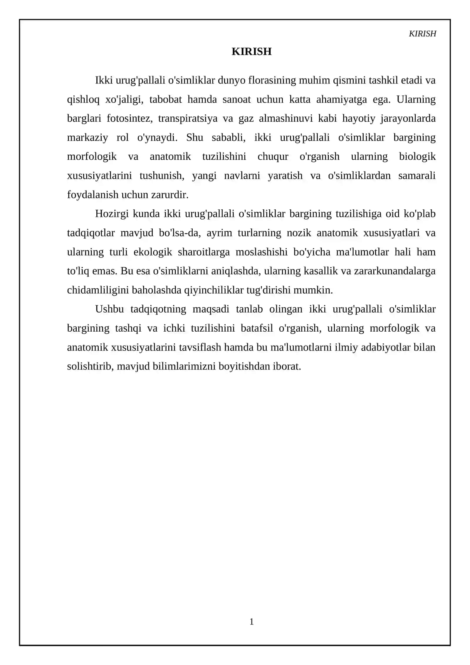 Ikki urug'pallali o'simliklar bargining morfologik va anatomik tuzilishi 3