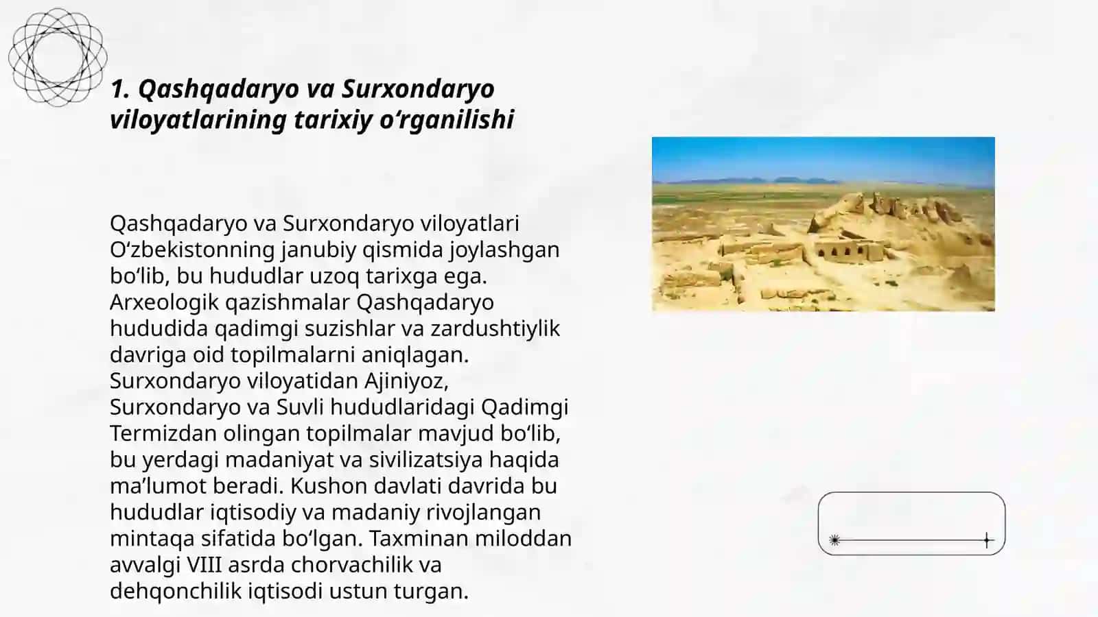 Òzbekistonni janubiy shaharlari.( Qashqadaryo Surxondaryo misolida tarix) 3