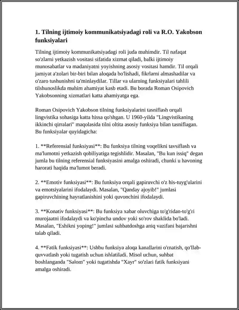 Tilning Ijtimoiy Vaqifalari, R.O.Yakobson tomonidan ilgari surilgan Til Funksiyalari 3