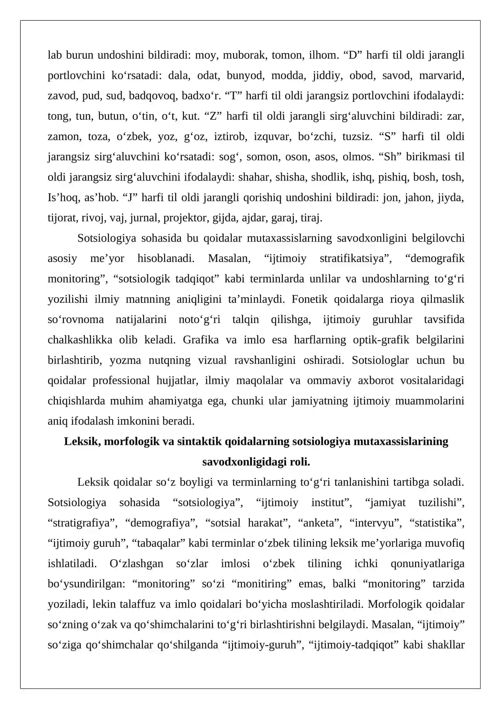 O‘zbek tilining imlo qoidalari va soha egalarining savodxonligi (Sotsiologiya). 3