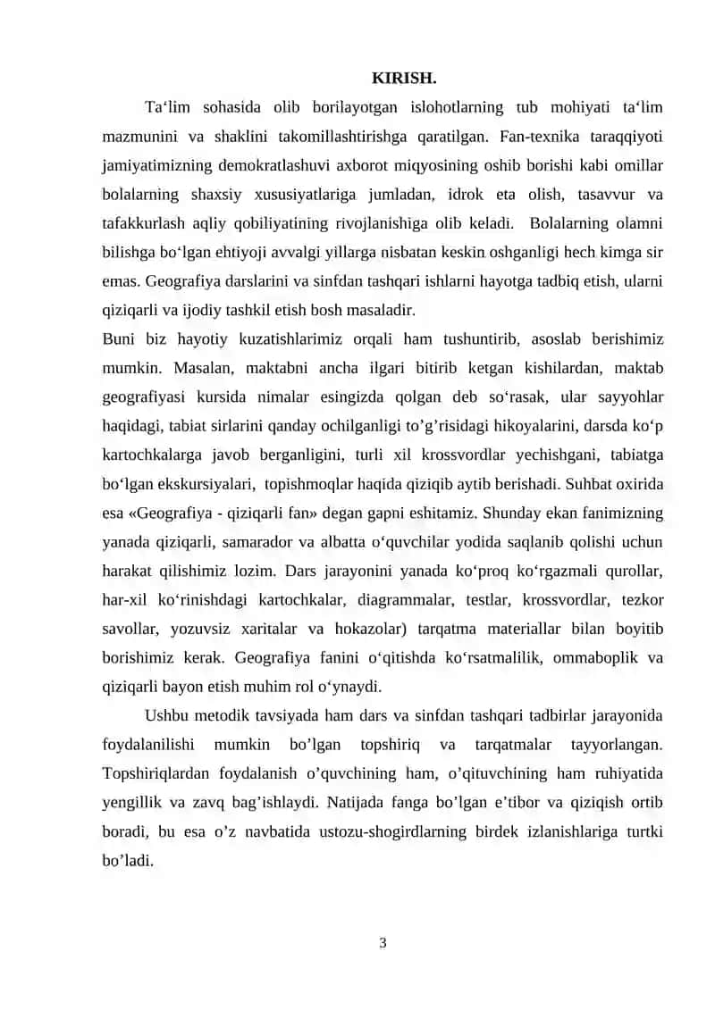 Geografiya darslarini samarali tashkil etishda turli mantiqiy topshiriq va tarqatmalardan foydalanish samaradorligi. 3