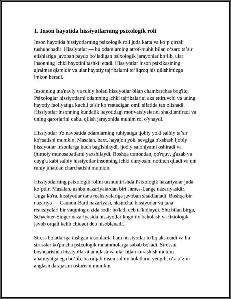 INSON XAYOTIDA HISSIYOTINING TUTGAN OʻRNI 3