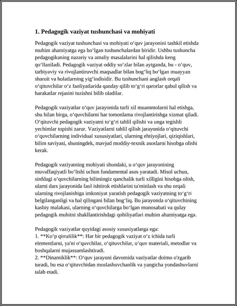 PEDAGOGIK VAZIYATLARNI TUZISH VA HAL QILISH 3