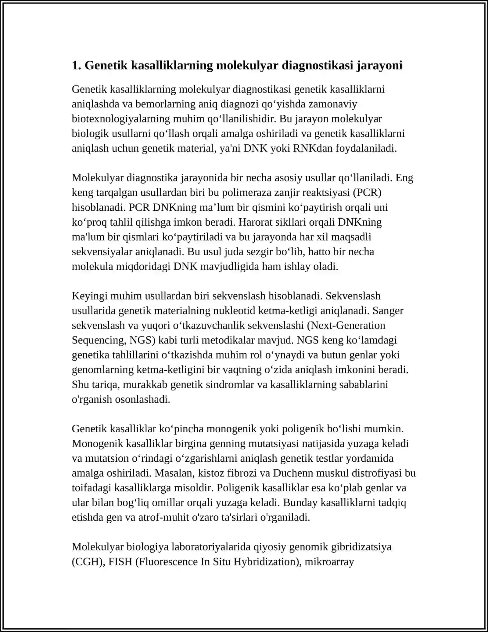 GENETIK XASTALIKLARNING MOLEKULYAR DIAGNOSTIKASI ASOSLARI 3