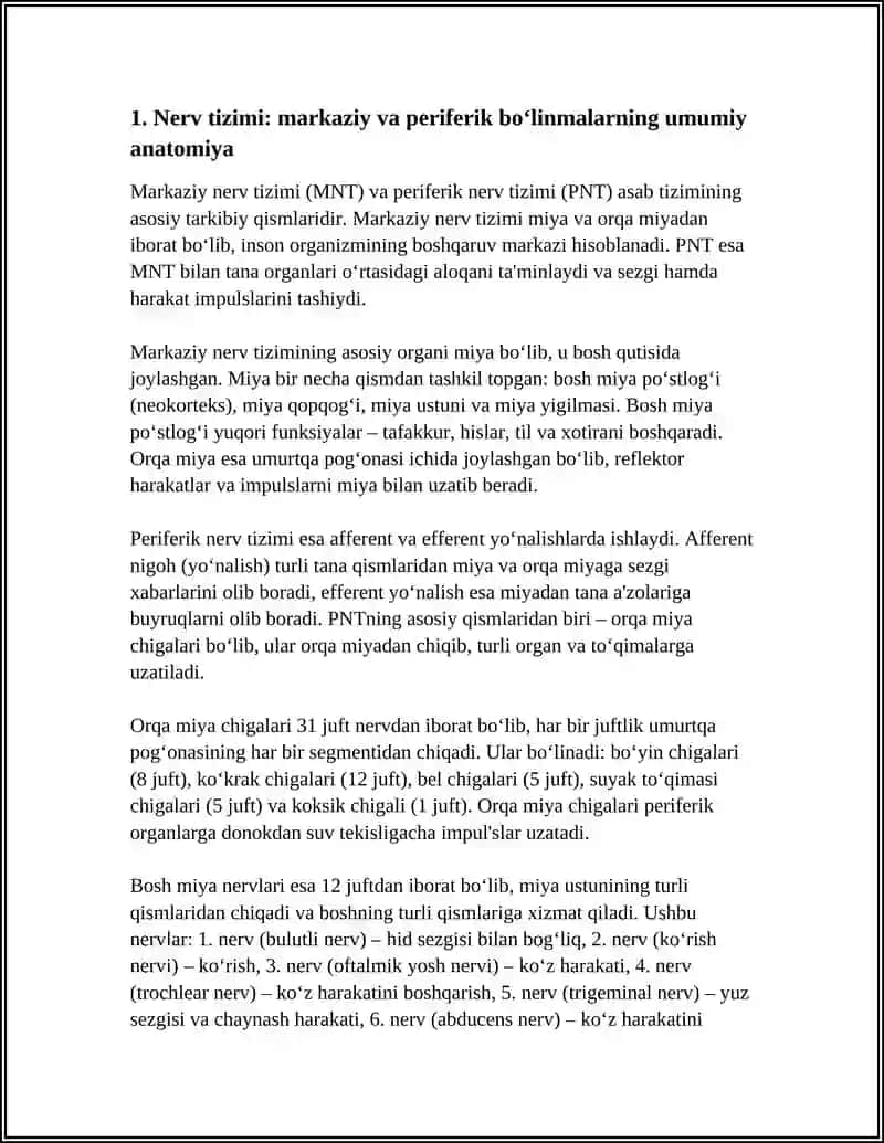 NERV TIZIMI ANATOMIYASI. ORQA MIYYA CHIGALLARI. BOSH MIYYA NERVLAR 3