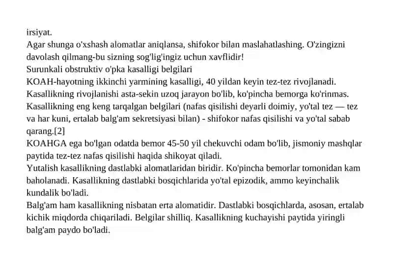 Surunkali obstruktiv o'pka kasalligi (KOAH) 3