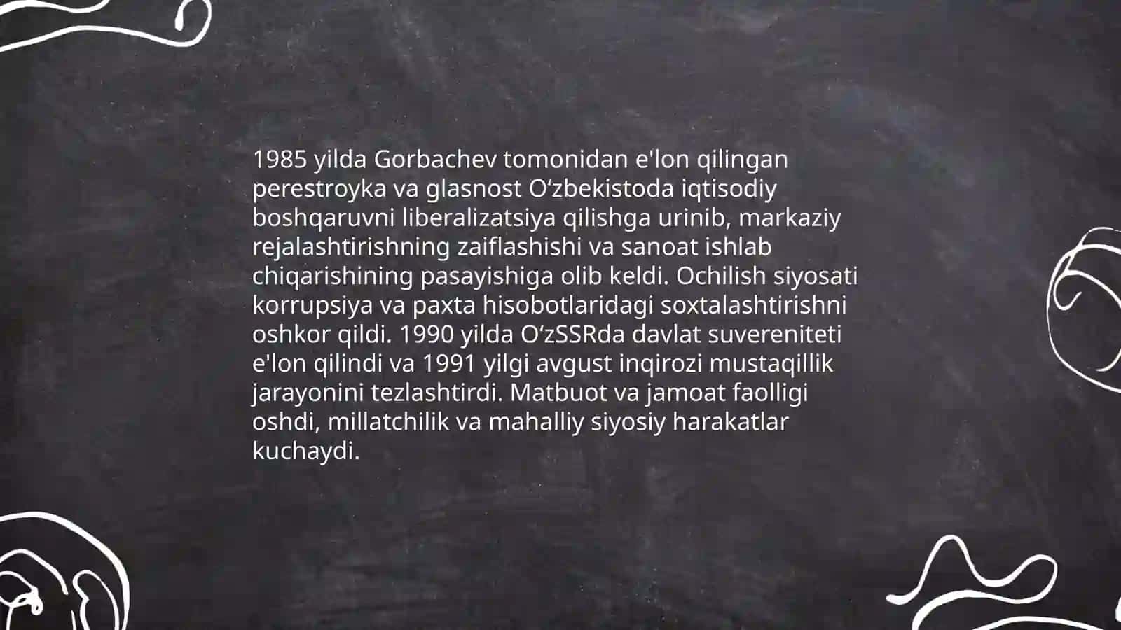 Oʻzbekiston iqtisodiy va siyosiy jarayonlar (1985-1991) 3