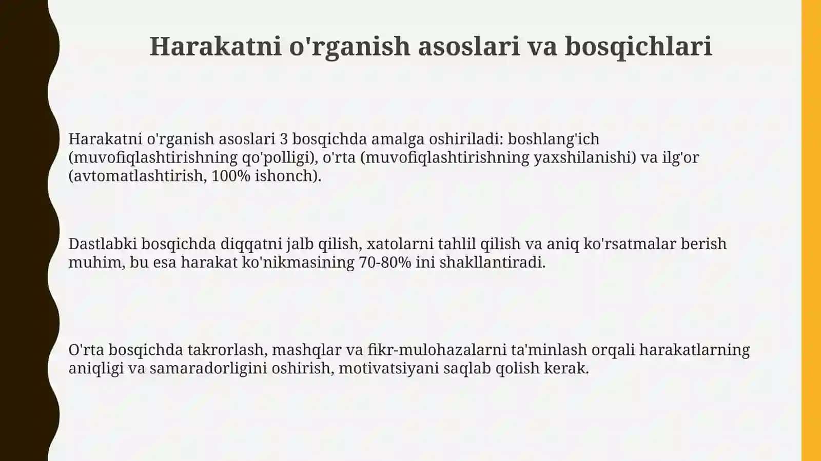 Harakatni o'rganish asoslari va bosqichlari 3