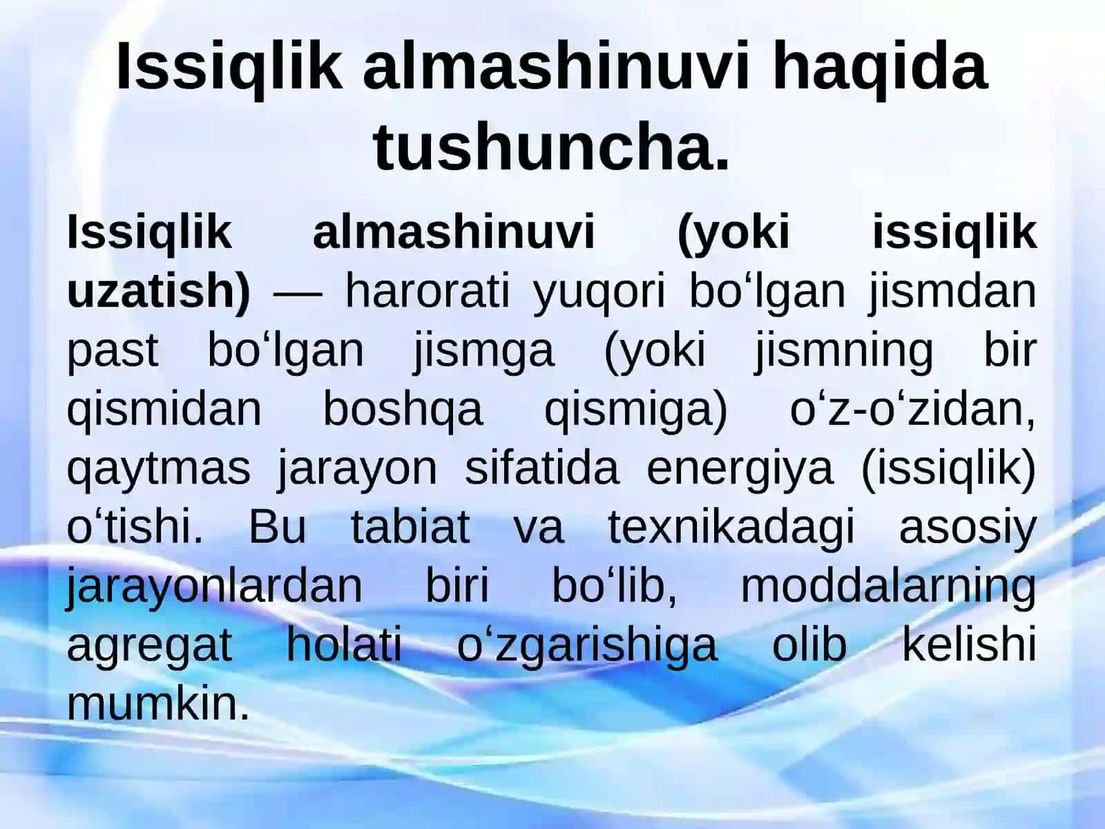 Issiqlik o‘tkazuvchanlik 3