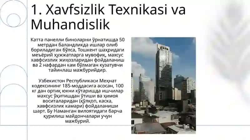 Катта панелли биноларни ўрнатишда 50 метрдан баландликд 3