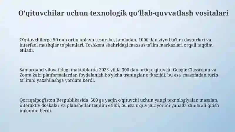 O'qituvchilar uchun texnologik qo'llab-quvvatlash vositalari 3