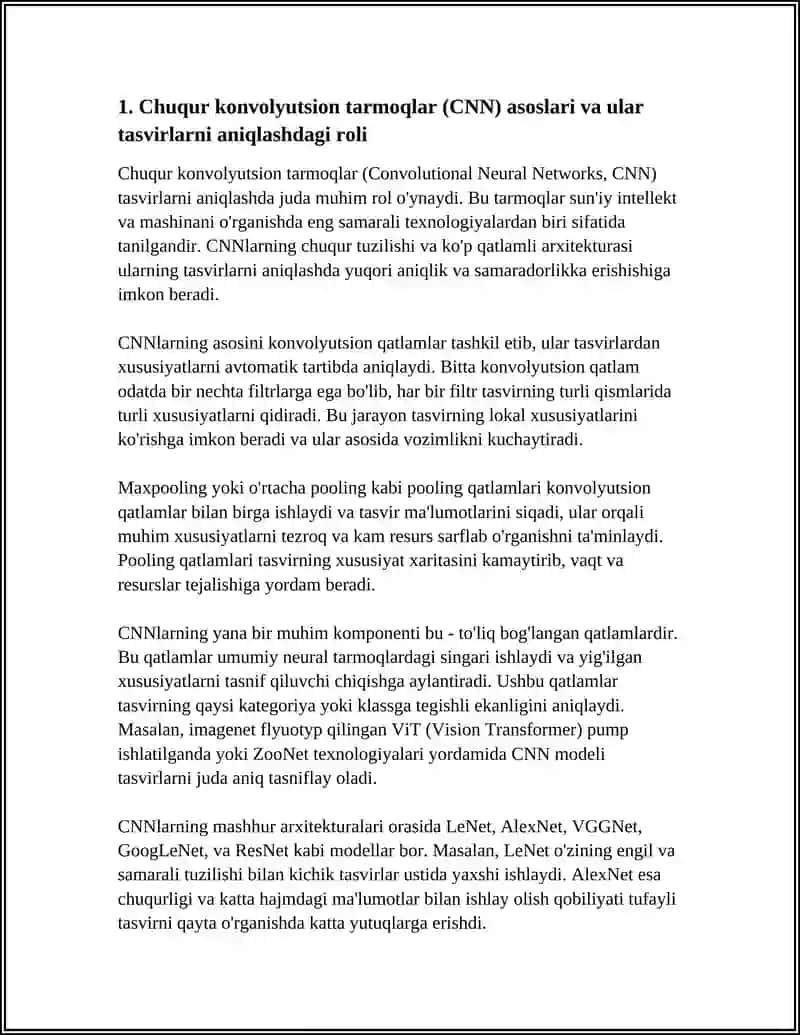 TASVIRLARNI ANIQLASHDA CHUQUR KONVOLYUTSION TARMOQLARNING ROLI 3