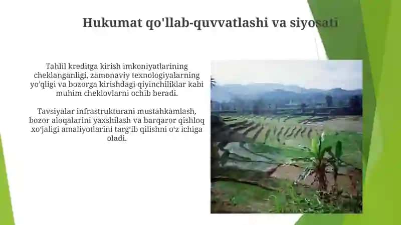 Qishloq xo'jaligini rivojlantirishning GAT tahlili 3