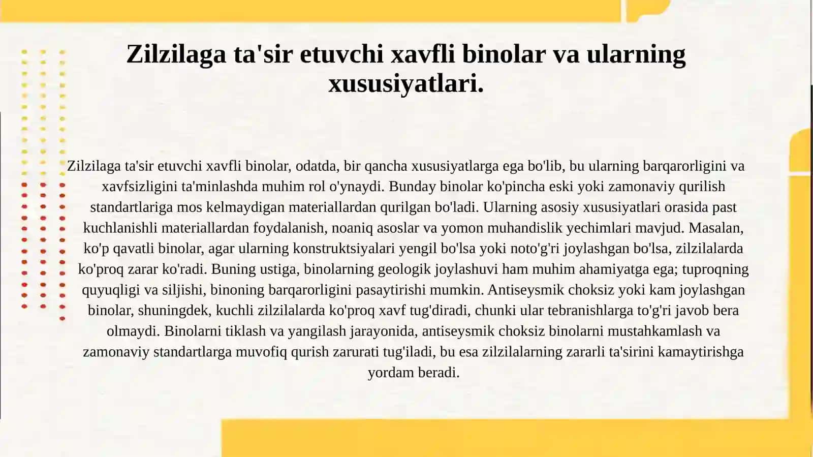 Binolarning zilzilabardoshligi. Zilzilaga xavfli binolar. Antiseysmik choklar 3
