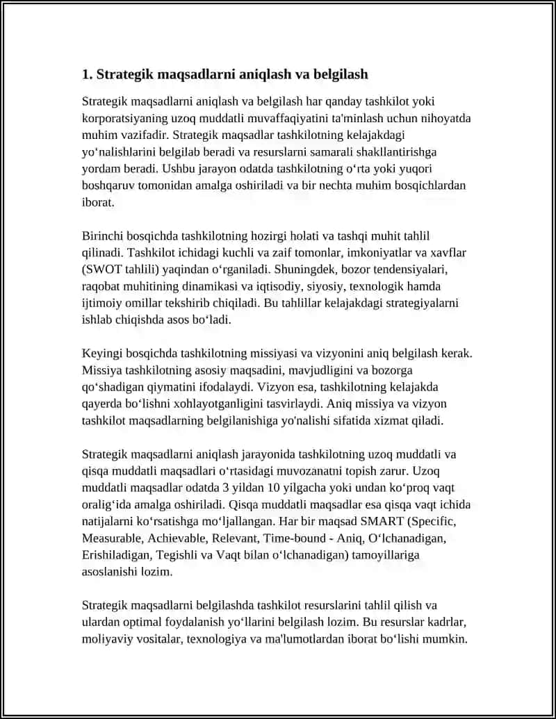 STRATEGIK MOʻLJAL VA MAQSADLARNI TANLASH 3