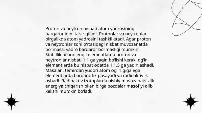 Atom yadrolarining barqarorlik va beqarorlik sabablari 3