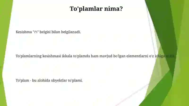 To'plamlar. To'plam kesishmasi 3