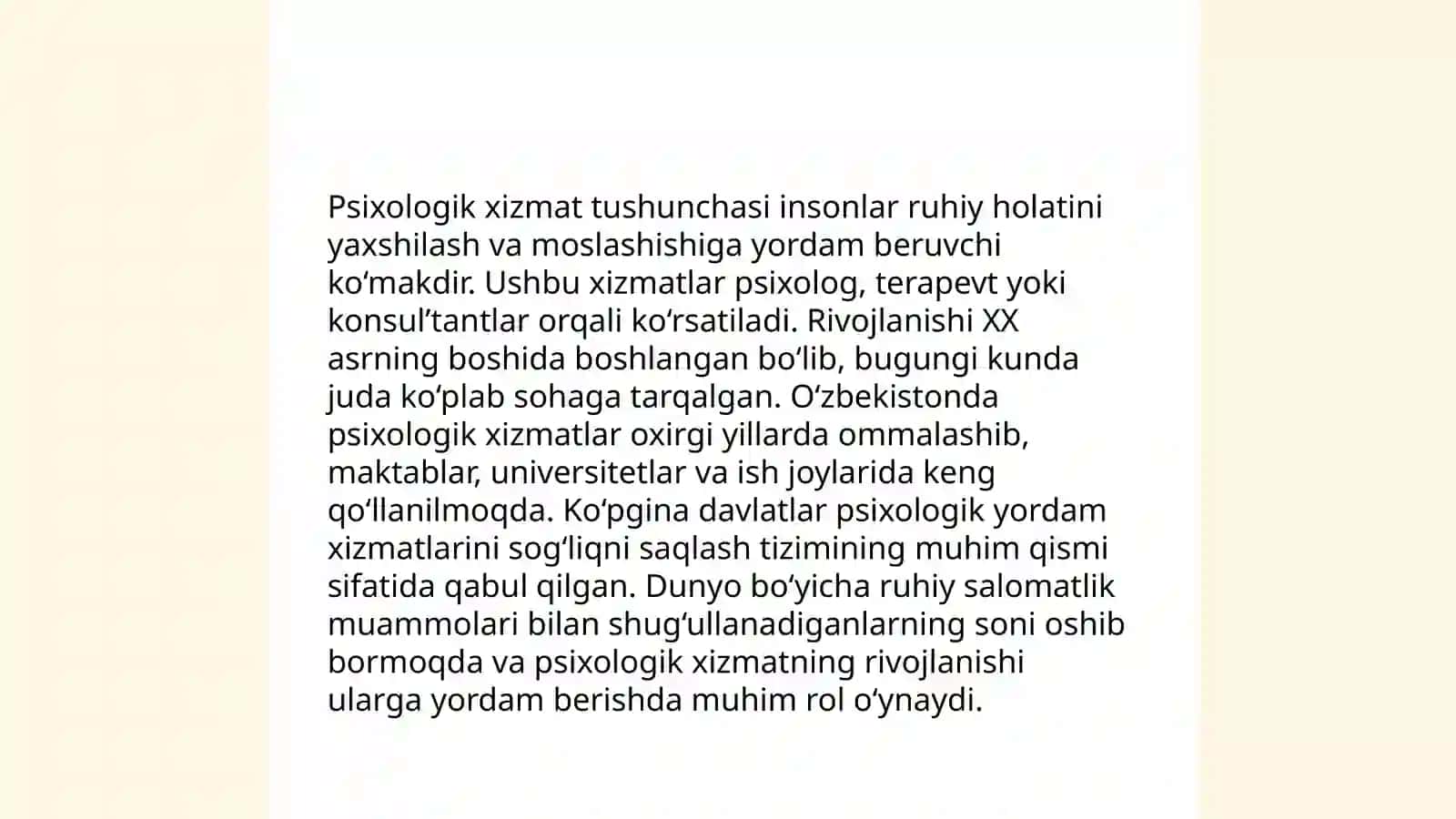 Psixologik xizmatni tashkil etish tarixi. Psixologik xizmat faoliyatining yonalishlari 3