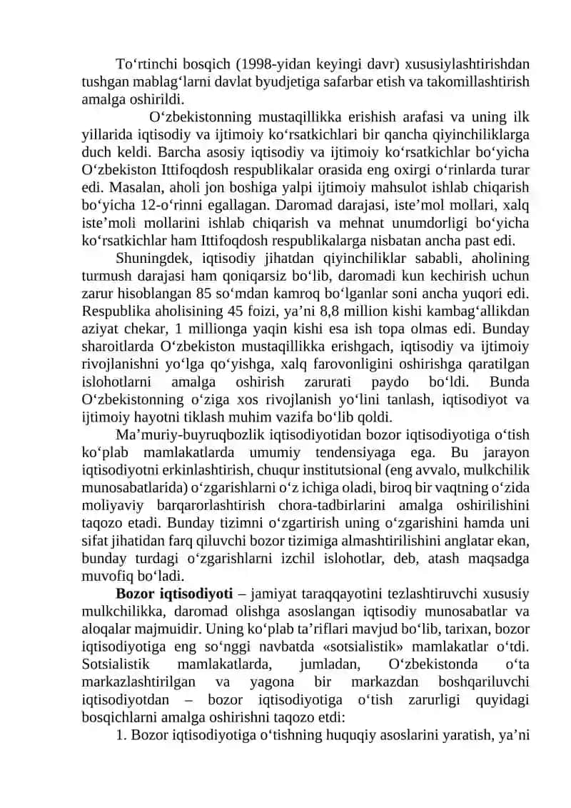 O‘zbekistonda Bozor Munosabatlarining Rivojlanishi 3