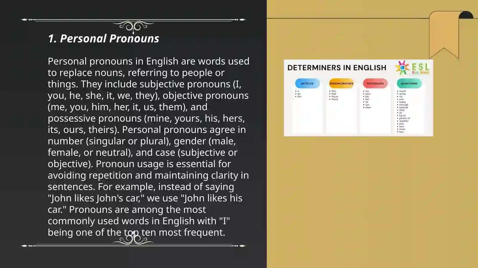 Pronouns, possesive and determiners 3