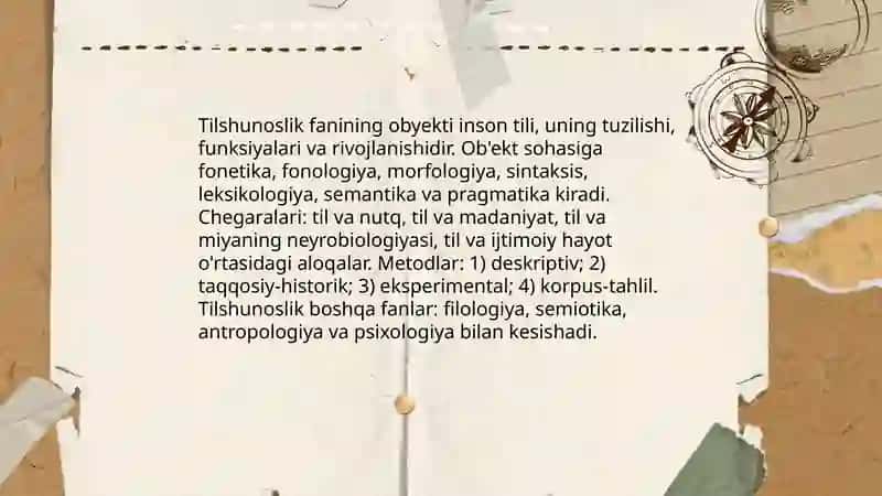 Tilshunoslik fanining obyekti predmeti maqsad va vazifalari 3