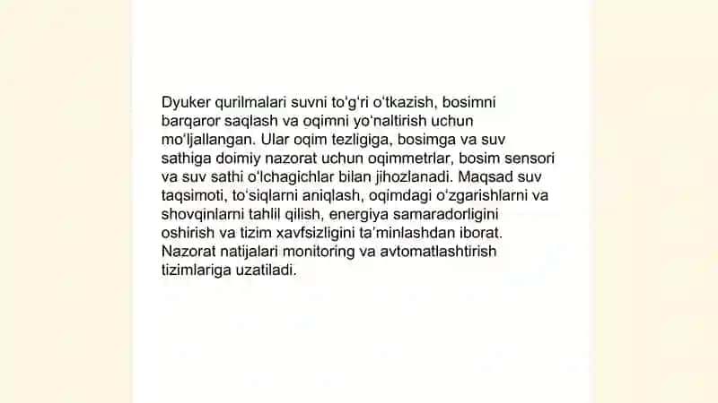 Dyuker qurulmalarining maqsadi va o'tish joylarining turlarini kuzatish va tahlil qilish 3