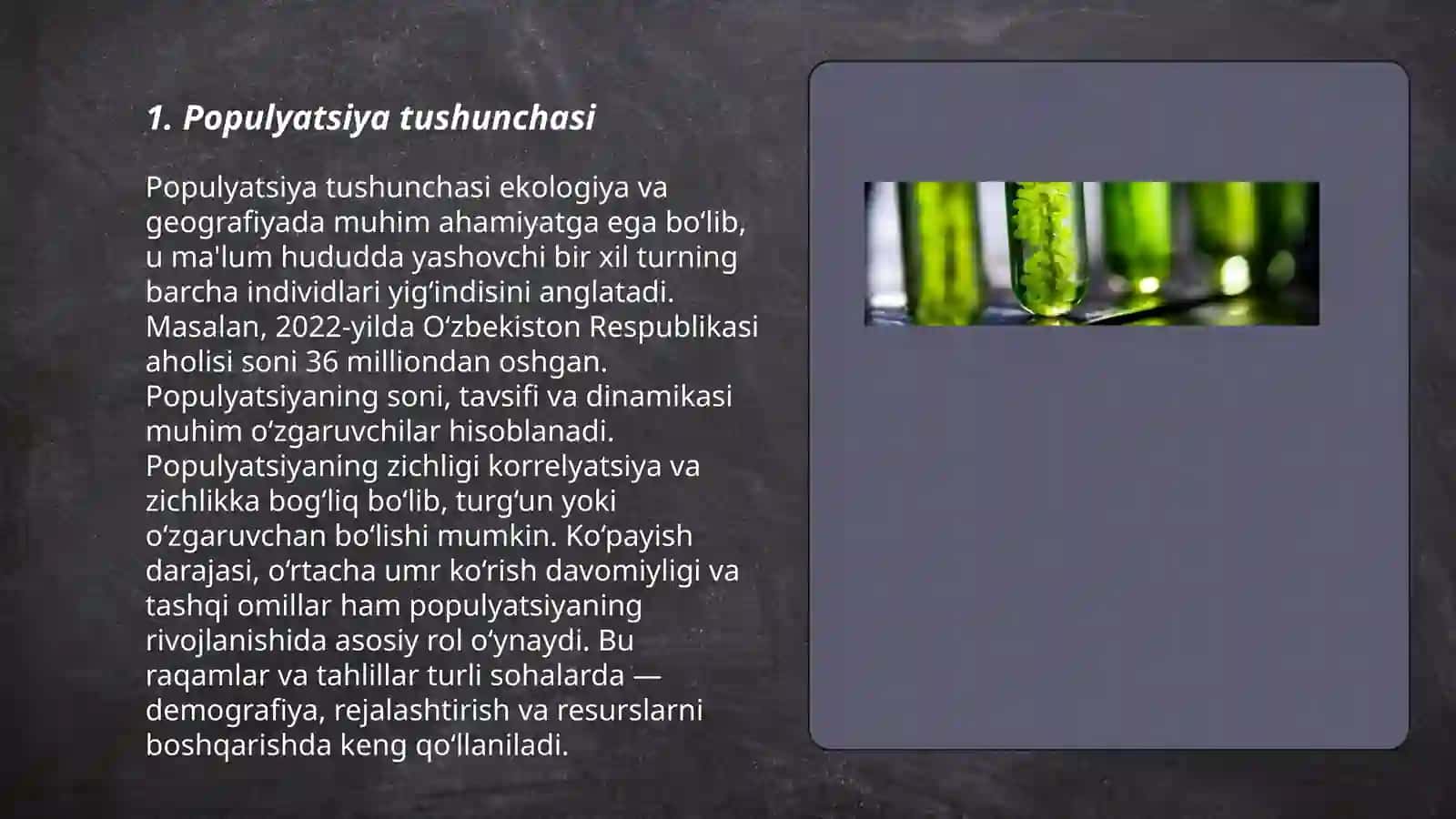Populyatsiyalarning umumiy tasnifi. Populyatsiyalarning asosiy xususiyatlari 3