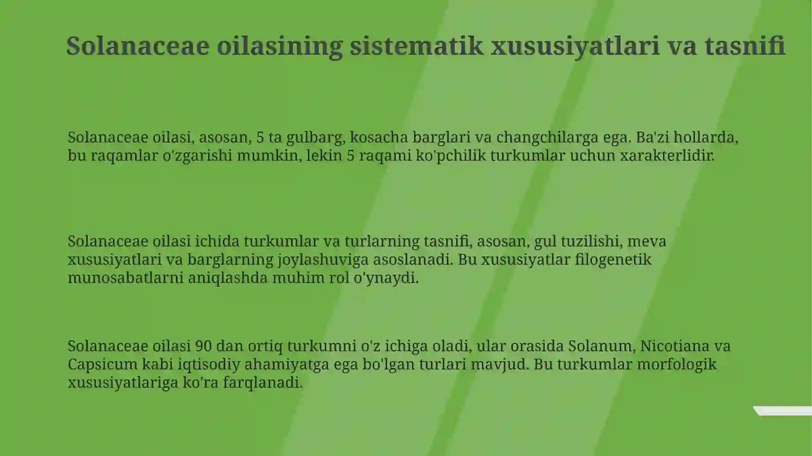 Burchoqdoshlar oilasi vakillarining sistematik belgilari madaniy holda ekiladigan turkum va turlari 3