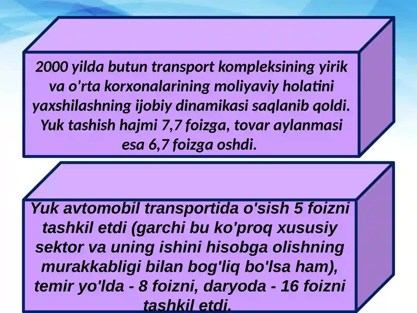 Transportning turli shakllaridagi transport va logistika tizimlarining xususiyatlari 3