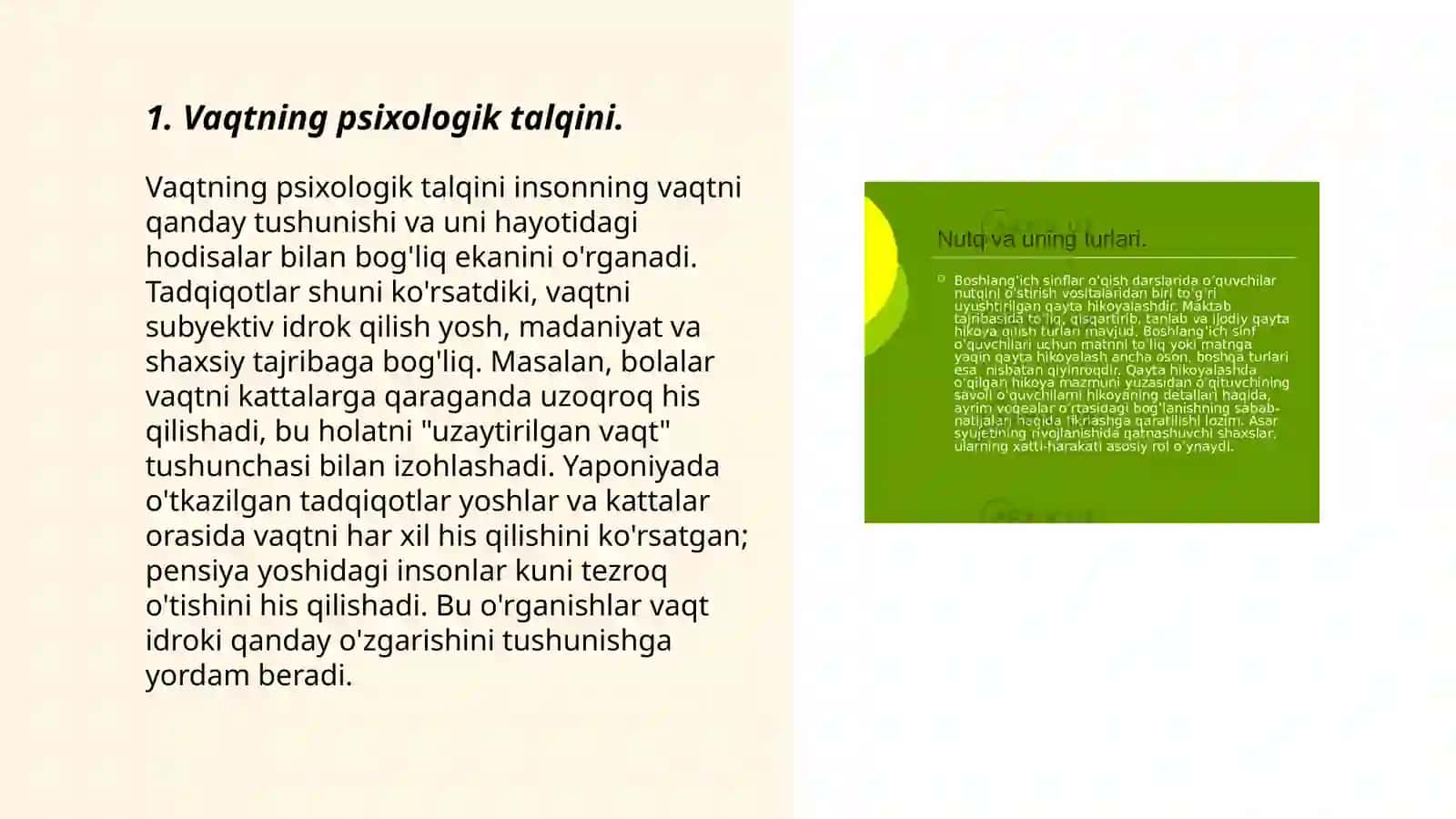 Vaqt va uning o'ziga xos xususiyatlari. Bolalarda vaqtni his qilishni rivojlantirish 3