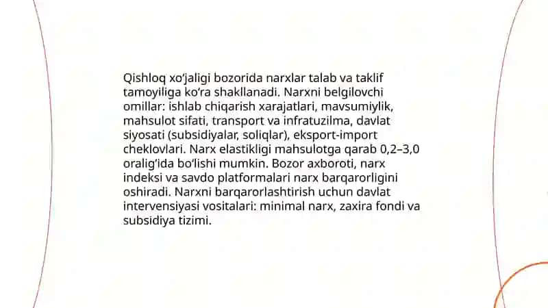 Qishloq xo‘jaligi bozori va narx shakllanishi 3