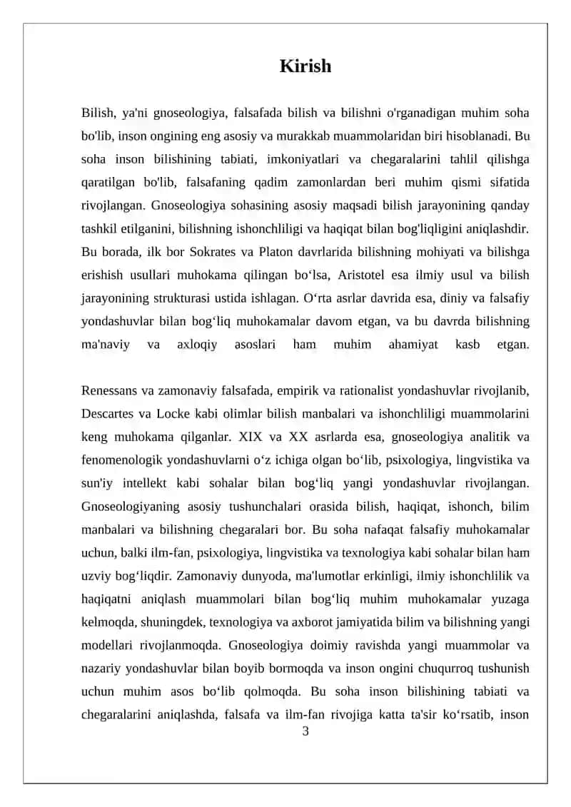 "Bilish" (Gnoseologiya) Falsafasi 3