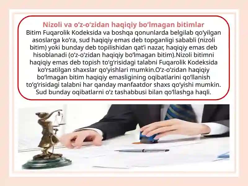 Nizoli Bitimlarning Turlari va Haqiqiy Sanalmasligi 3