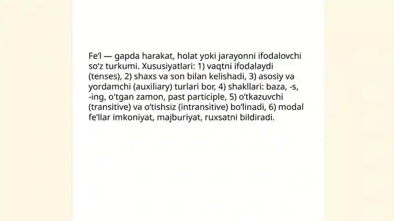 Ingliz tilida feʼl soʻz turkumi 3