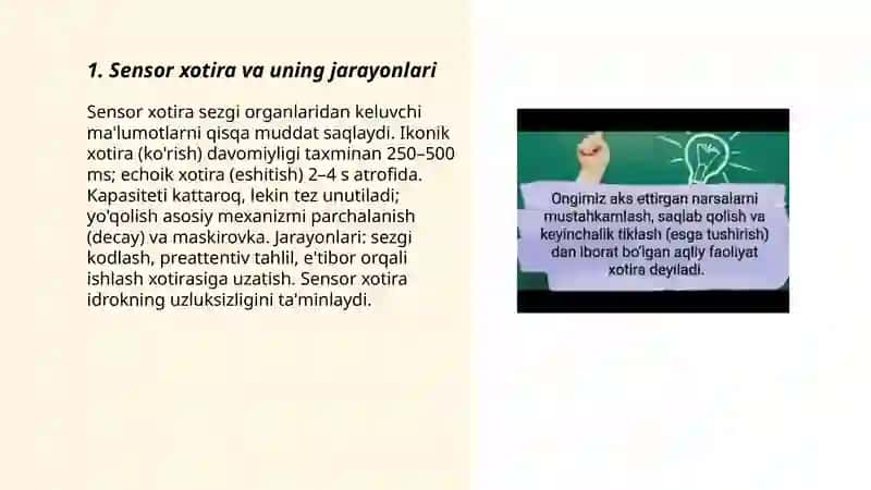 Sensor xotira va uning jarayonlari 3