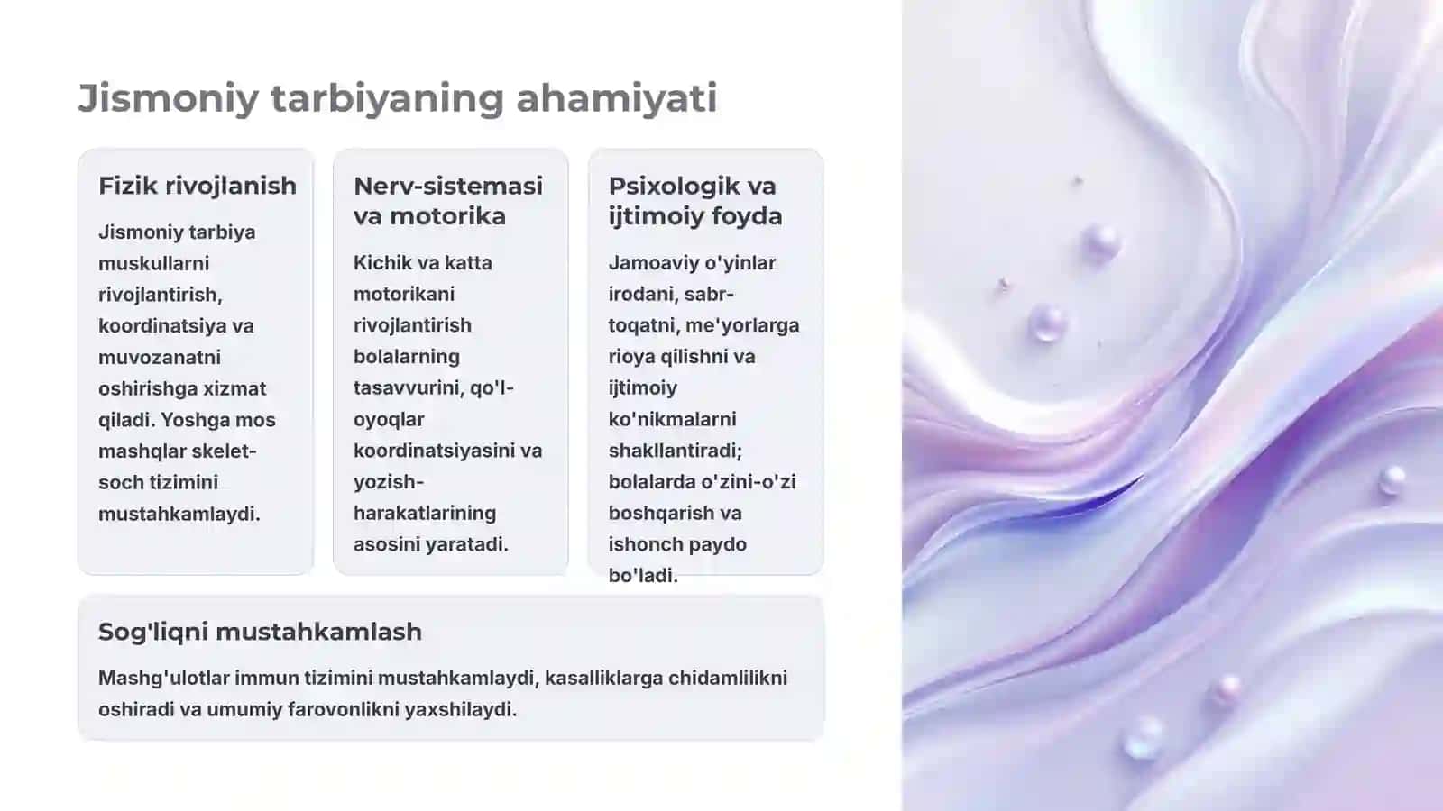 Jismoniy tarbiyani tashkil etish talablari 3