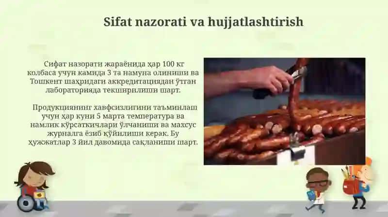 Dudlangan va yarim dudlangan kolbasalar ishlab chiqarishni xavfsizlik talablariga javob berish 3