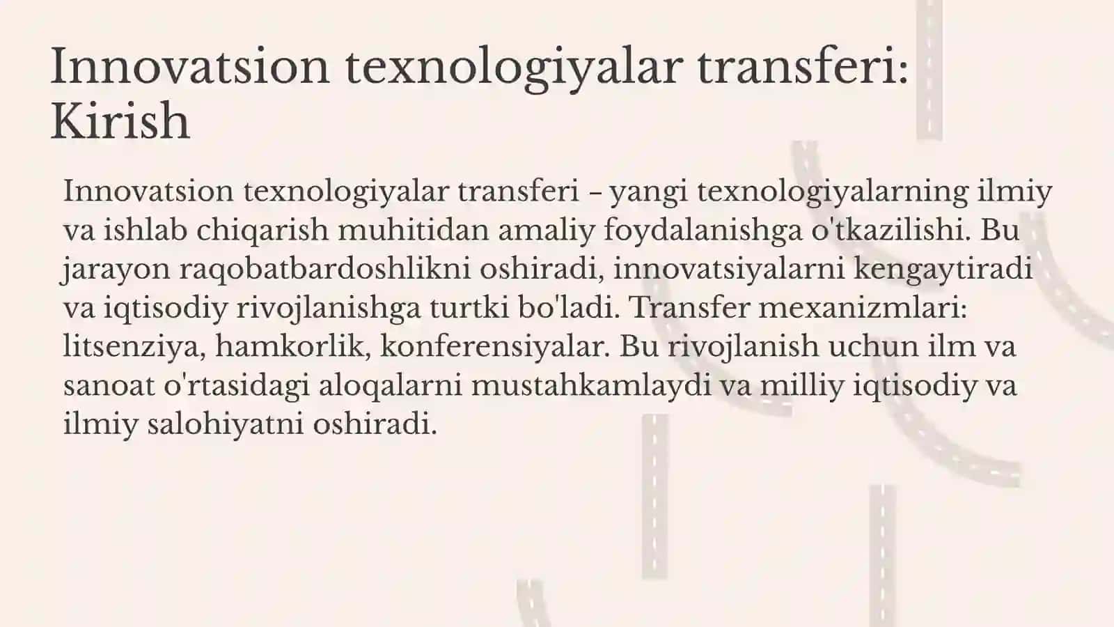 Innovatsion texnologiyalar transferi 3
