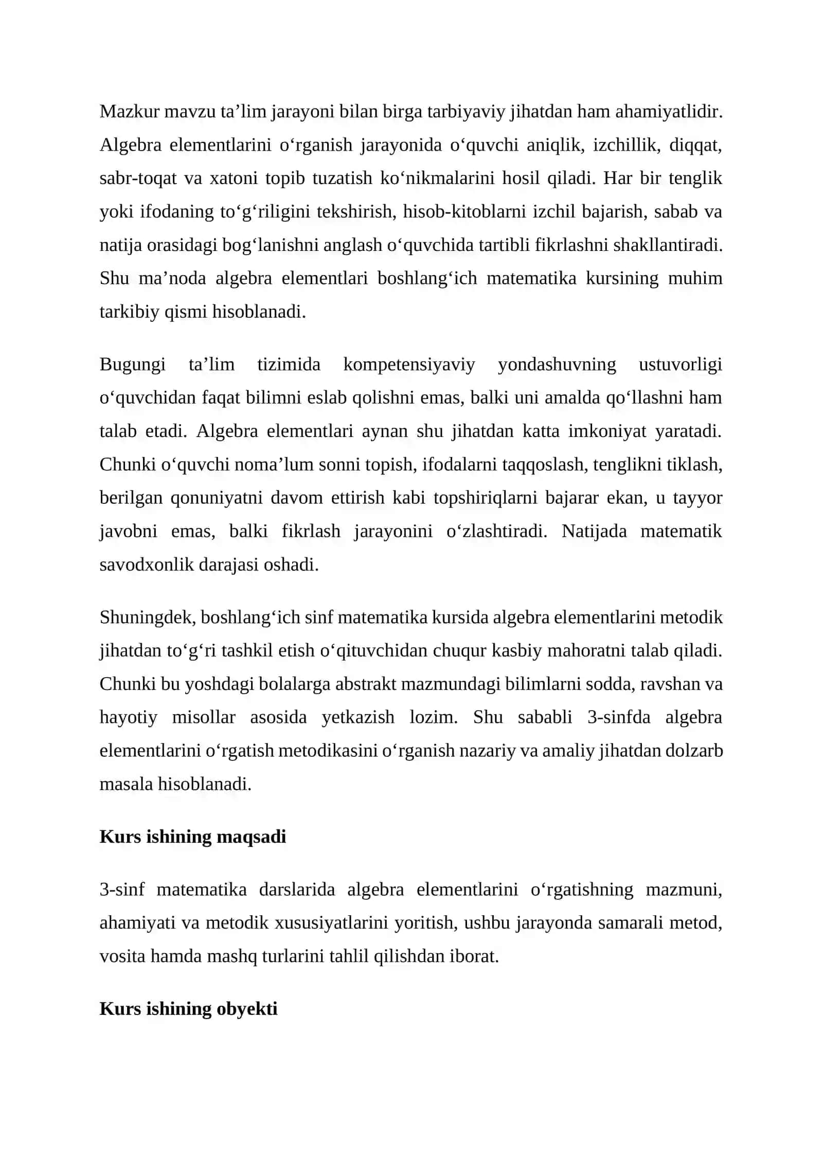 3- SINFDA ALGEBRA ELEMENTLARINI O'RGATISH METODIKASI 3