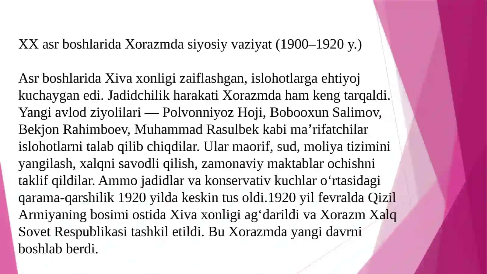 XX asrda Xorazmda kechgan ijtimoiy-siyosiy jarayonlar 3