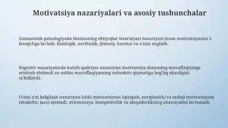 Motivatsiya nazariyalari va asosiy tushunchalar 3