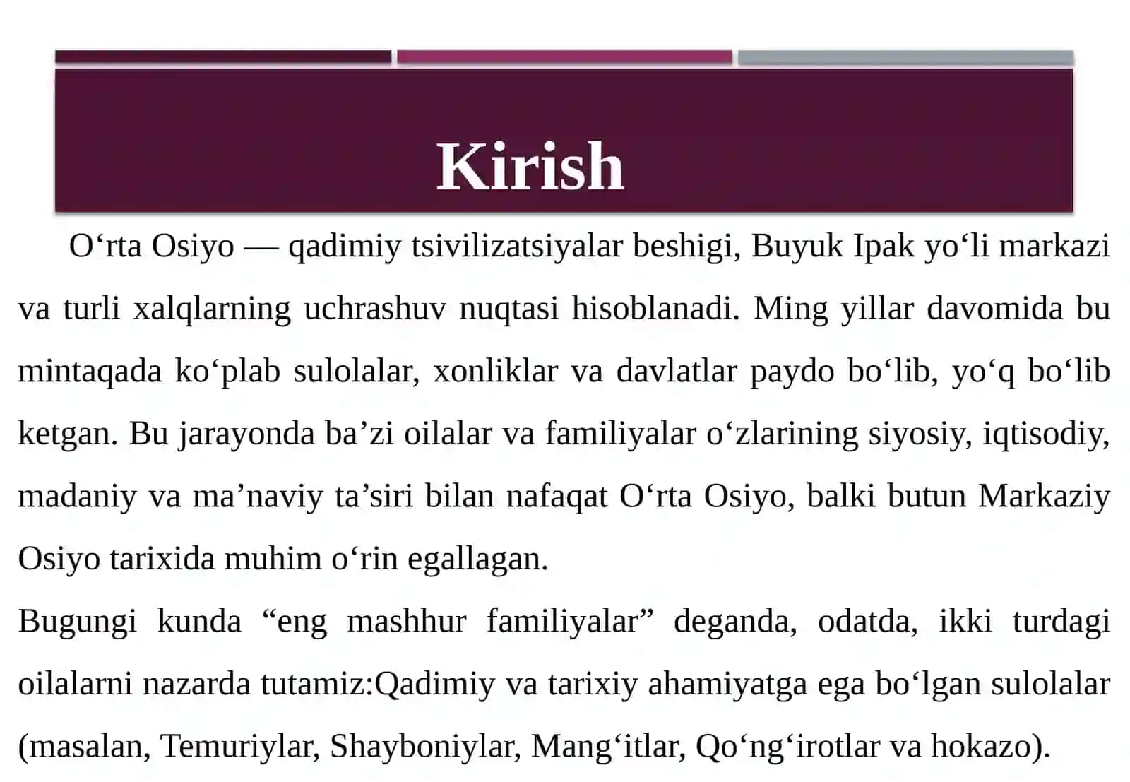O‘rta Osiyodagi eng mashhur familiyalar 3