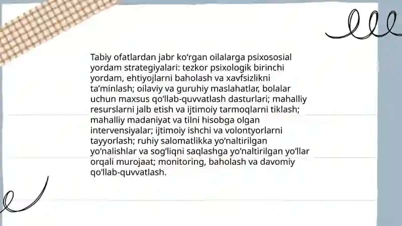 Tabiy ofatlardan jabr koʻrganlarga qaratilgan ijtimoiy ish 3