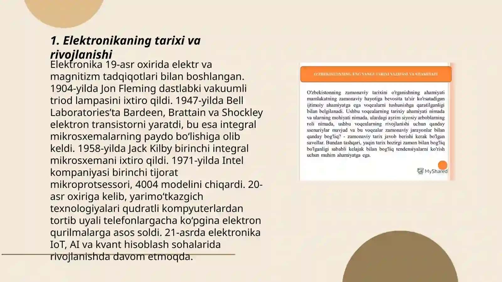 Elektronika fanining predmeti va uning bugungi kunda jamiyat xayotidagi òrni 3