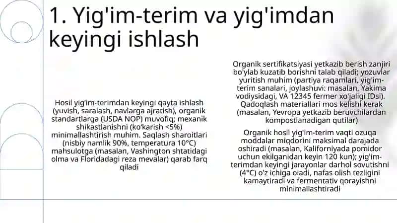 Ekologik toza qishloq xoʻjaligi mahsulotlarini yetishtirish 3