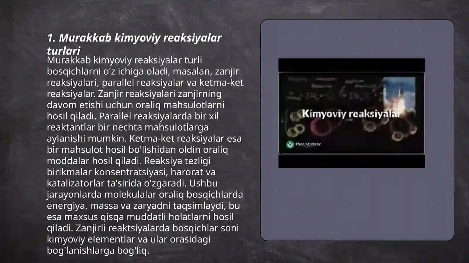 Murakkab kimyoviy reaksiyalar 3