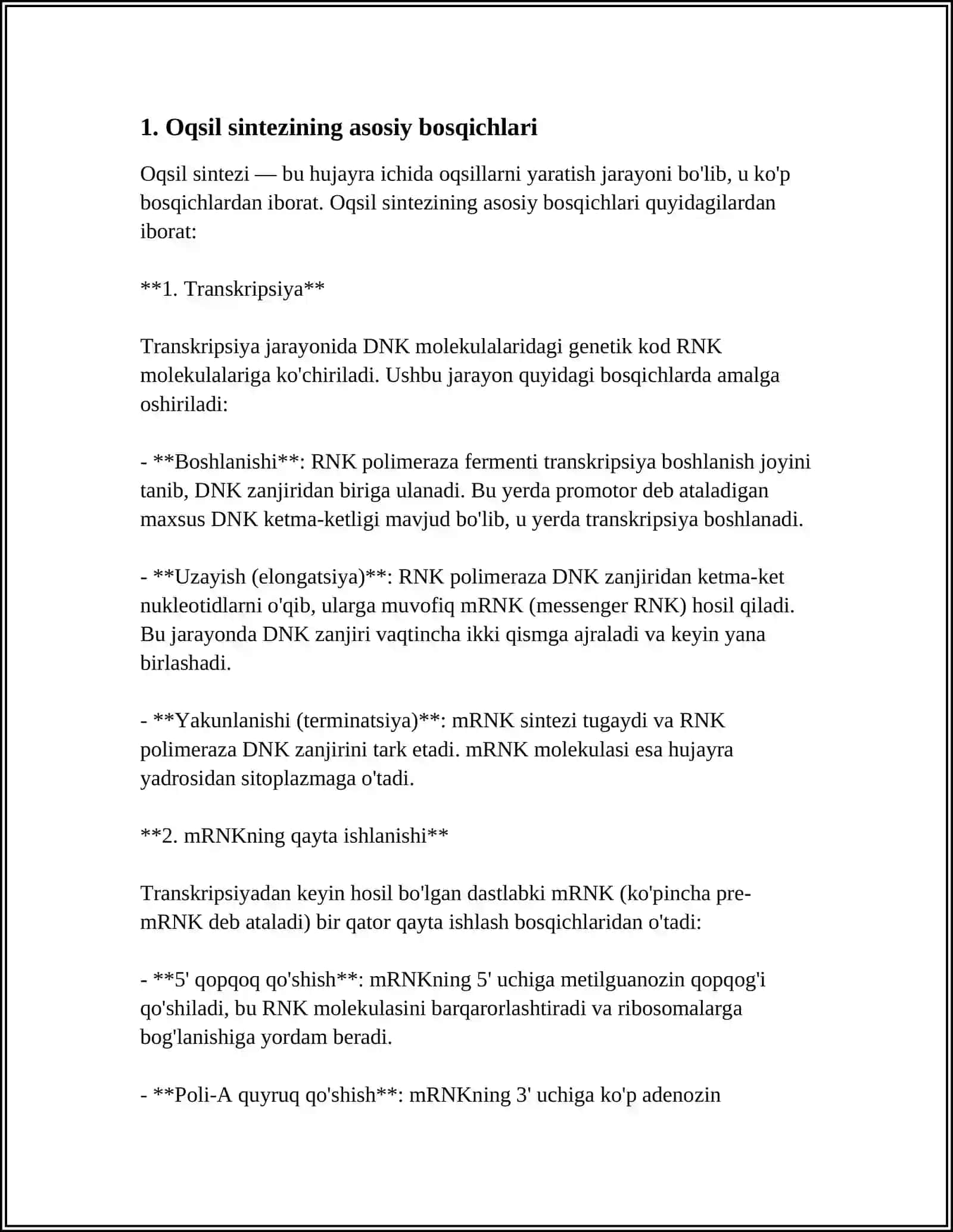 OQSIL BIOSINTEZIDA DNK VA RNKNING ROLI 3