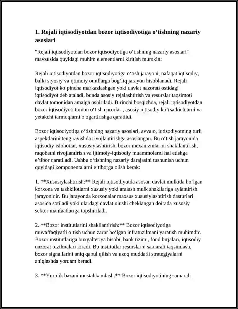 REJALI IQTISODIYOTDAN BOZOR IQTISODIYOTIGA OʻTISH TALIMOTLARI 3
