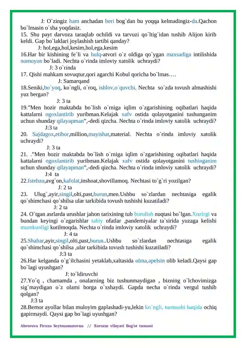 ONA TILI VA ADABIYOT FANIDAN ATTESTATSIYAGA TAYYORGARLIK UCHUN TEST SAVOLLARI 3