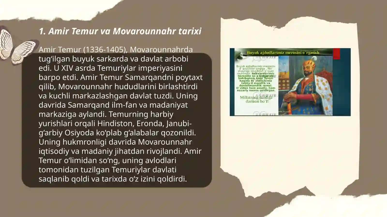 Amir Temur va Temuriylar davrida Movarounnahr va Amir Temurning harbiy yurishlari 3
